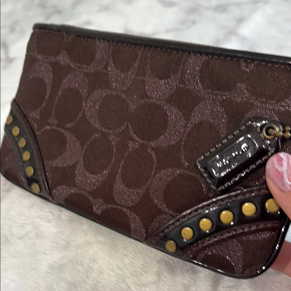 Coach Brown Crossbody Bag with Signature Monogram and Leather Trim - Picture 7 of 9